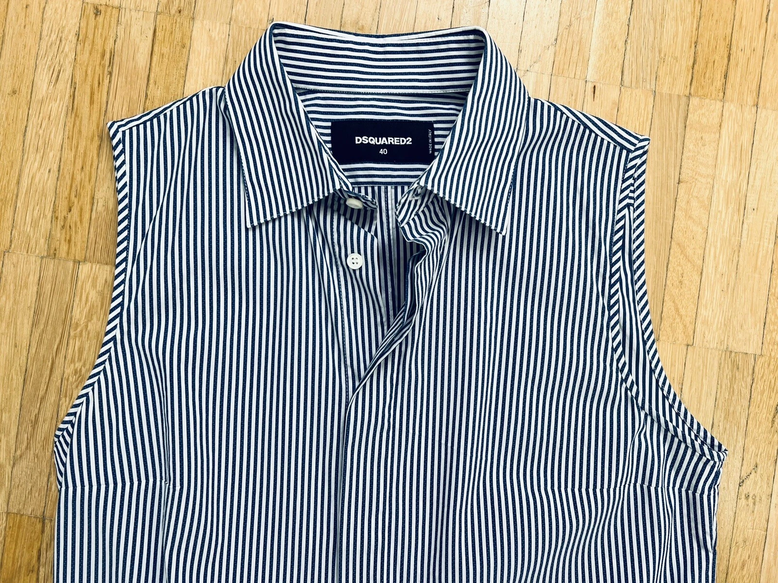 DSQUARED2 Orig. Camicia abito DSQUARED blu bianco a righe taglia 40 34 NP650 €