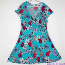 Leota teal/blue floral print wrapped dress, 4L