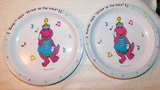 2 Barney Dinosaur Strike Up The Band Melmac Melamine Child Plates 1992