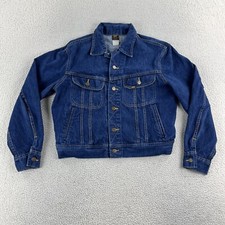 VINTAGE Lee Riders Denim Jacket Mens 44 Blue Jean Trucker Biker Made USA