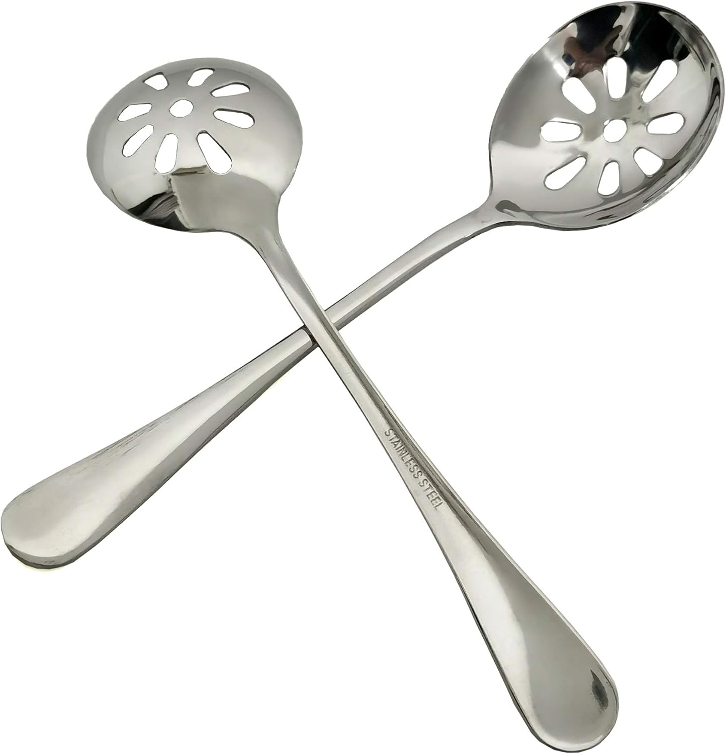 2-Pack Soup Slotted Serving Spoon 7.7-Inch Stainless Steel Colander Spoon for Bu