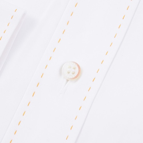 Zilli White Cotton Dress Shirt with Contrast Orange Stitch 17.5 (Eu 44) NWT - Picture 2 of 6