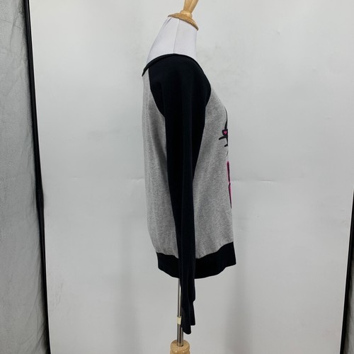 Hello Kitty Sweatshirt Women M Medium Grey Black Fleece Lined Long Sleeve Sanrio - Picture 6 of 12