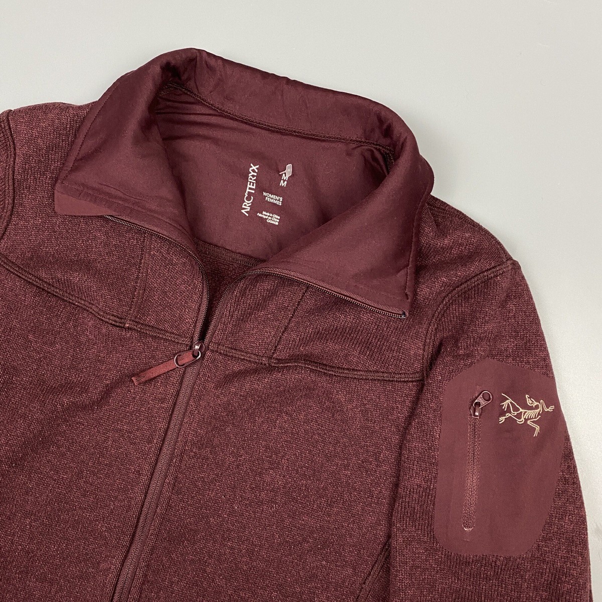 Arcteryx Covert Women's Fleece Jacket burgundy Medium Full Zip | eBay