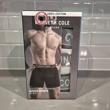 Kenneth Cole Cotton Boxer Briefs Mens Sz. Med. Comfort Performance 3 Pack.
