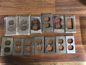 Lot Of 12 Assorted Steel Outlet Covering Plates+ Dimmer Switch Cover Plate
