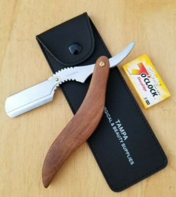 Barber Cut Throat Straight Razor Beard Shave Wood Handle Knife Stainless + Blade