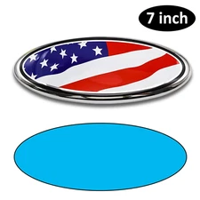 7 Inch US American Flag Front Grille Rear Tailgate Oval Emblem for F-150 F-250