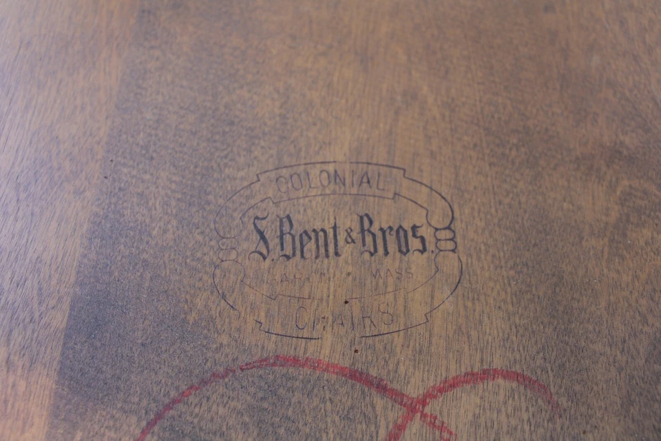 Conjunto de Cadeiras Windsor Vintage S. Bent & Bros. Colonial Fiddleback 6 Capitães Bordo - Imagem 4 de 4