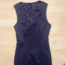 Guess Scuba Cocktail Bodycon Women Size 8 Navy Party Dress Cutouts Stretchy Midi