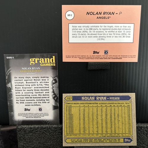 3 Card Lot NOLAN RYAN 1987 Topps 2023 Topps Archives 1969 Foil Grand Gamers - Picture 11 of 13