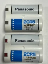2 Pack Panasonic 6V 2CR5 Photo Lithium Battery (Exp 2029) White