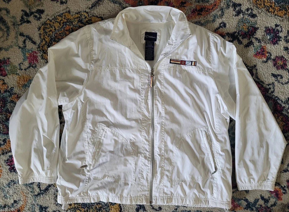 Vintage Catalina full zip windbreaker jacket LADIES XL 16/18 White sailor yacht