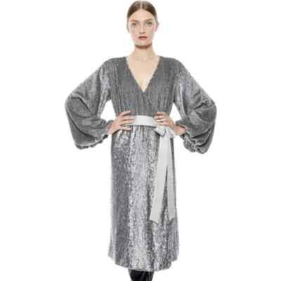 knee length dresses for ladies Petrol Blue Sequin Midi Wrap Cocktail Dress  Rosies Closet
