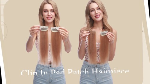 One Piece Short Mini Hair Pad Clip In Top Side Real Remy Human Hair Extensions - Video 1 of 1