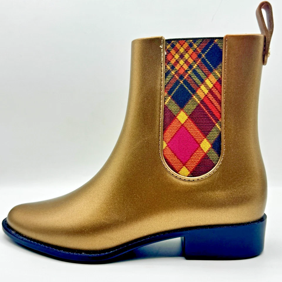 NUEVAS Botas de Lluvia Vivienne Westwood ANGLOMANIA x MELISSA Dorado ROSA CUADROS Tartán 6 Foto 4 de 4
