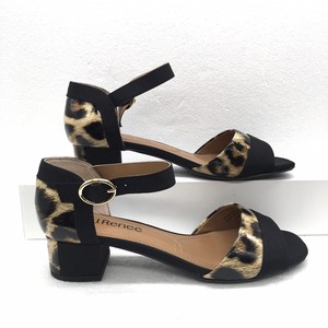 leopard print low block heel shoes