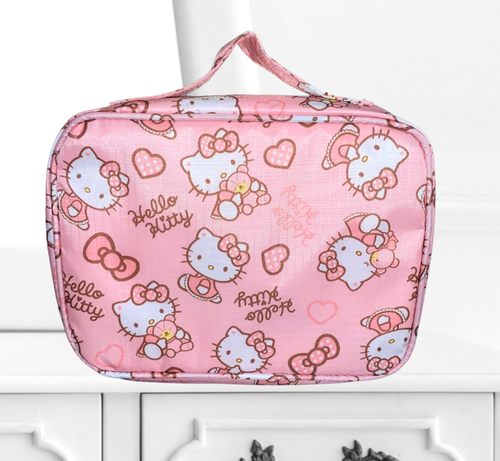Hello Kitty Pink AOP Cosmetic Organizer Pink Bow Large Toiletry Travel Soft Case - Picture 8 of 17