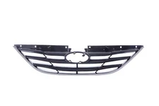 Black Grille w/Chrome Insert Bar Assembly Replacement Fit 11-13 Hyundai Sonata