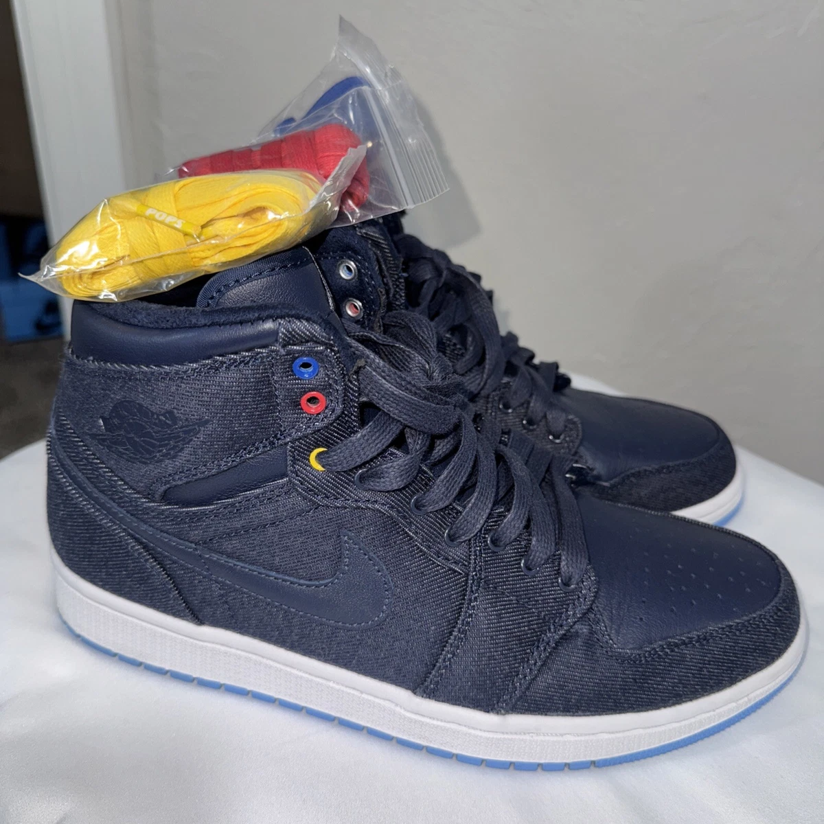 Nike Air Jordan 1 High – Navy Canvas Retro Family Forever Used (No Box) Men 11 Nike Air Jordan 1 Retro High OG 13 Denim Fathers Day Family  main image 4
