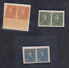Paire d'essais chèques bancaires 2c 1862 en 3 couleurs - Loewenburg Decalcomania Turner