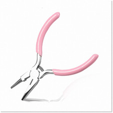 Concave Round Nose Pliers with Pink PVC Handle - Perfect for Jewelry Making and