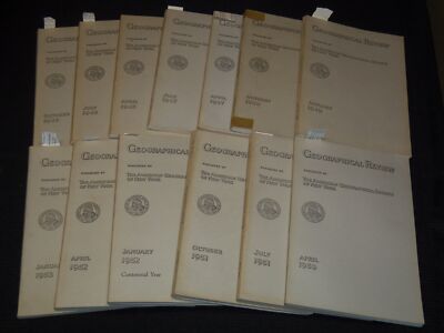 1947-1953 GEOGRAPHICAL REVIEW MAGAZINE LOT OF 13 - GREAT FOLD-OUT MAPS - WR 55P