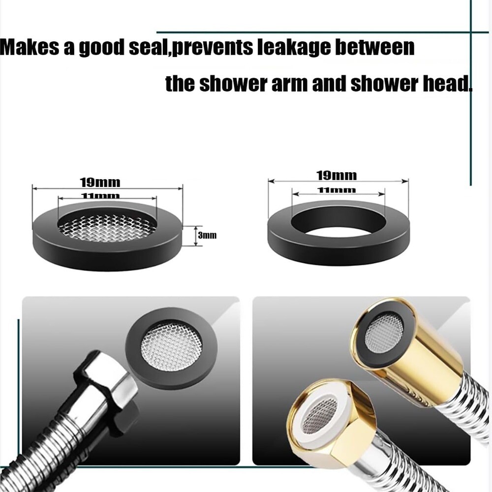 10Pcs Rubber Showerhead Gaskets Black Rubber Washer Water Shower eBay