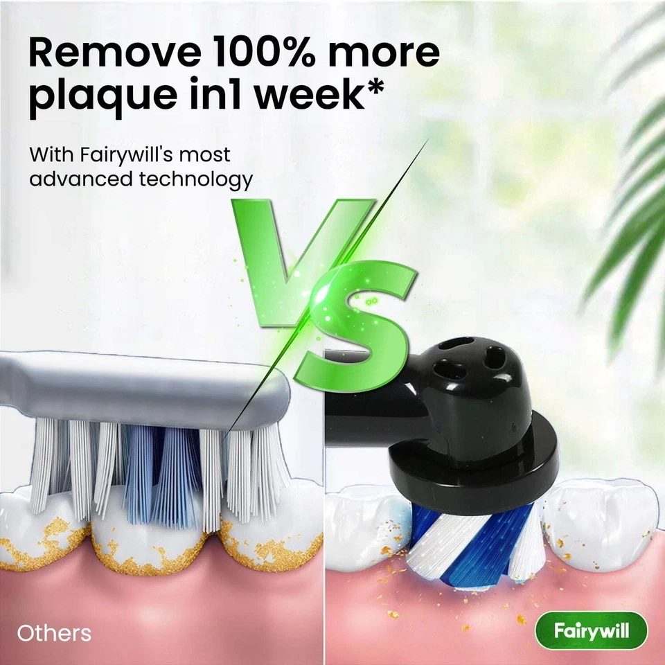 Cepillo de dientes eléctrico giratorio Fairywill ultrasónico con base de carga 3 modos Foto 4 de 4