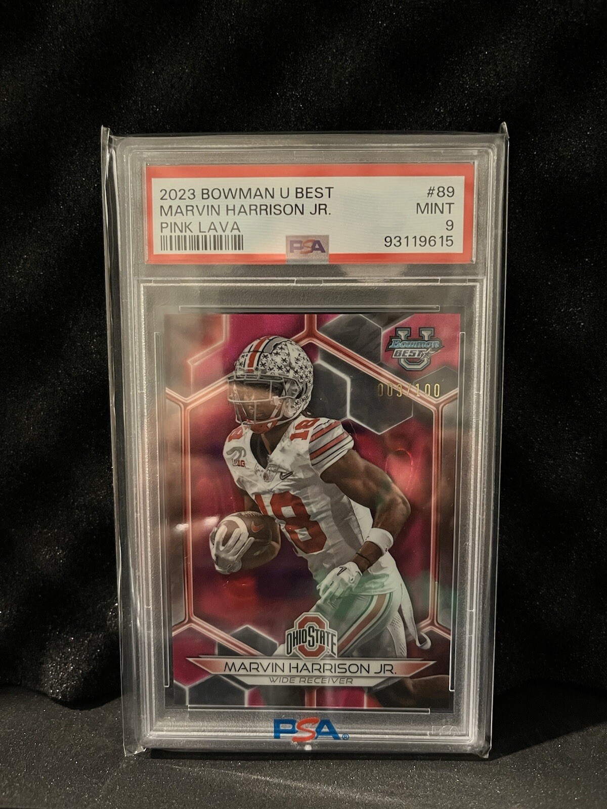 2023 Bowman U Best #89 Marvin Harrison JR PSA 9 Pink Lava 9/100 TOUGH