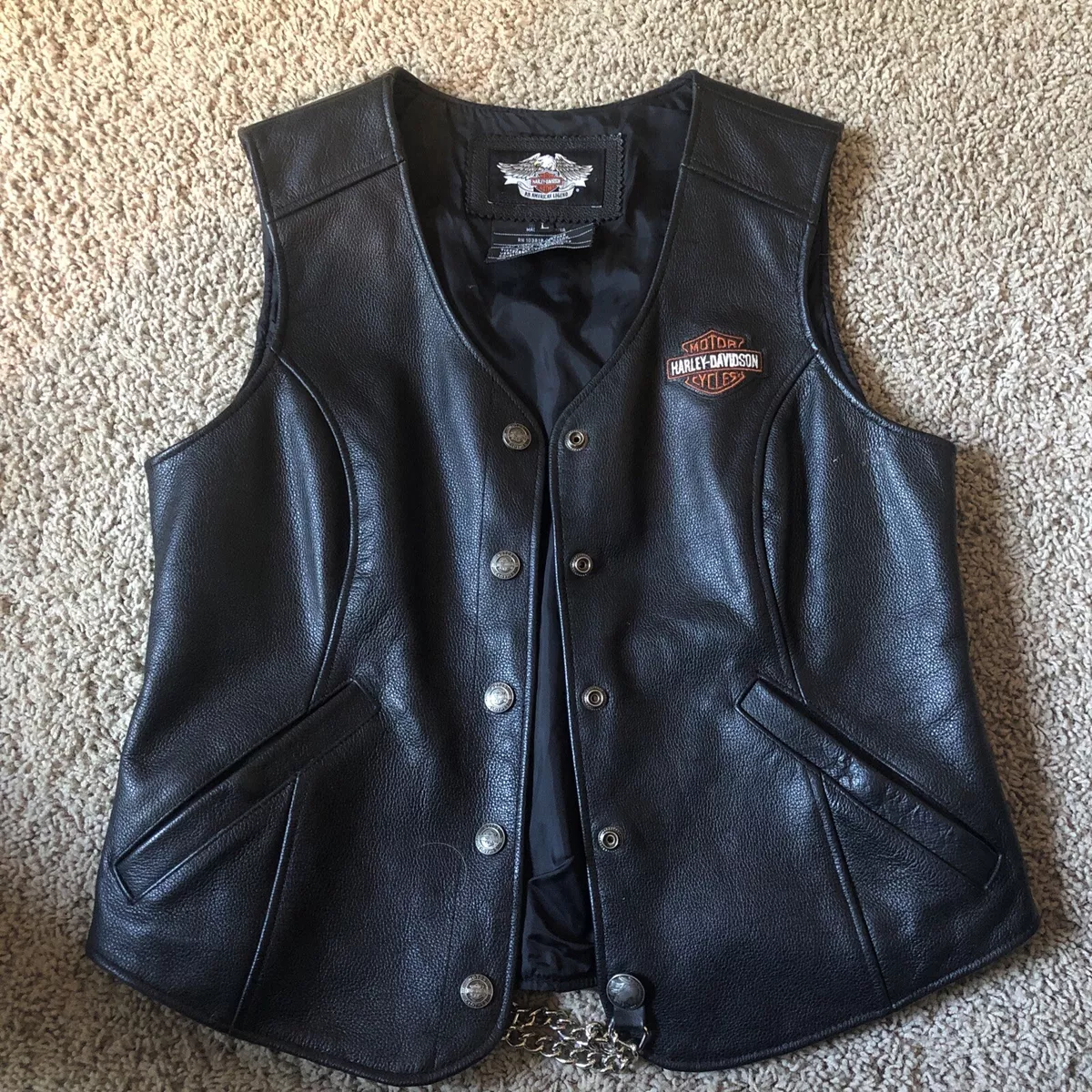 Used harley davidson leather clearance vest