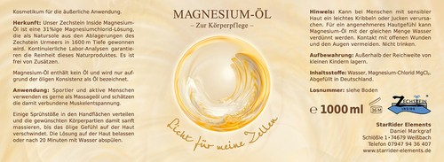 Zechstein Inside MagnesiumÖl Magnesiumchlorid 1000ml Braunglas - Bild 2 von 3