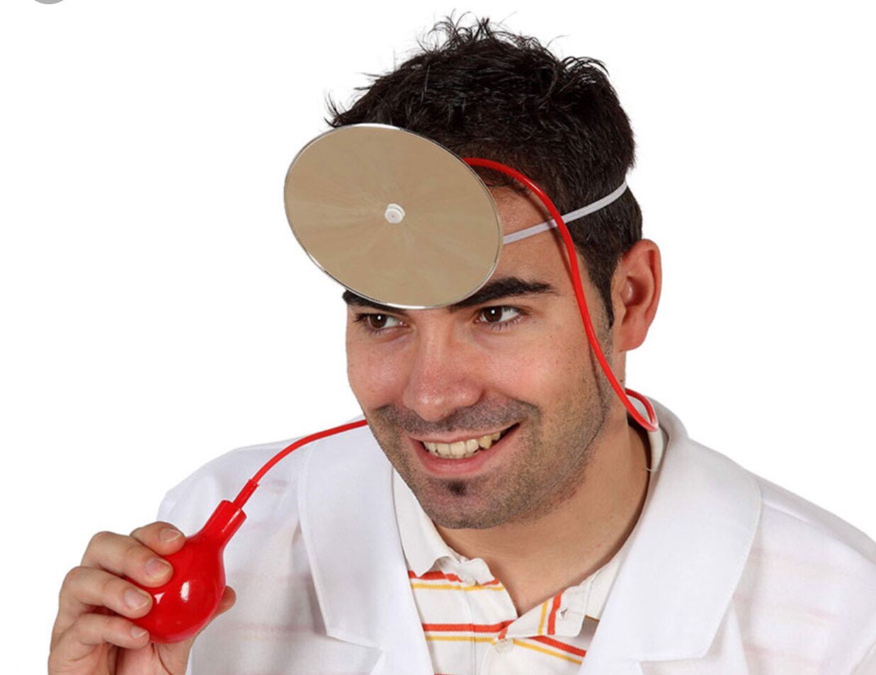 DISFRAZ ESPEJO DE CABEZA DE MEDICO LANZA AGUA . CARNAVAL HALLOWEEN, NUEVO. 91