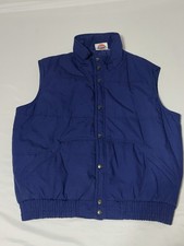 Vintage Dickies Puffer Vest Mens Large Navy Blue Work Wear Button Up W/ Pockets