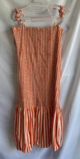 SIMONMILLER x RTR Orange Stripe Canto Smocked Midi Dress Size XL (Read Desc.)