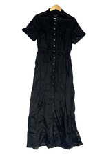 J Crew Cerise Shirt Dress in Ramie Size 12 Black Midi Ramie Lightweight Classic