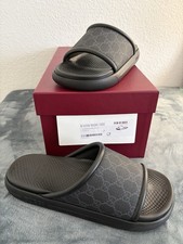 Brand New Mens Gucci GG Supreme Canvas Slide Sandals Black Size 7 US 7.5 