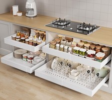 4 Pack Pull out Cabinet Organizer 21" Deep With Raising Pad for Framed Cabine...