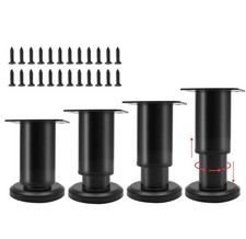 Uenhoy Set of 4 Adjustable Furniture Legs 3.15-4.72 Inch Metal, Black