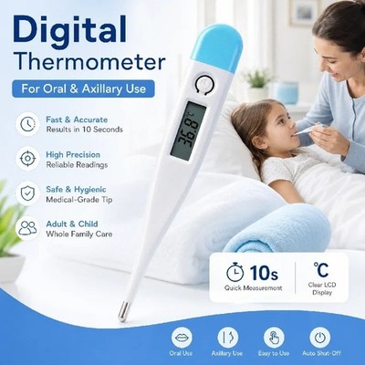 Flexible Tip Digital Thermometer Baby/Adult Oral, Rectal, Armpit