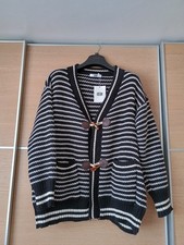 Navy Striped Oversized Cardigan