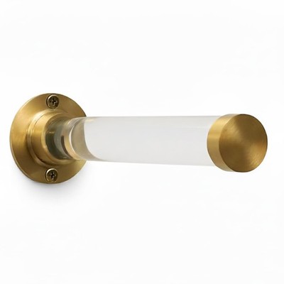 Brushed Brass & Lucite Projection Hook, Heavy-Duty, Rustproof Wall Mount Adhe...