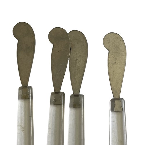6 CHEESE BUTTER COCKTAIL KNIFE Spreader Stainless Clear Handles - Picture 4 of 5