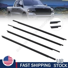 4Pcs Weatherstrip Window Moulding Trim Seal Belt for Dodge Ram 4-Door 2009-2023