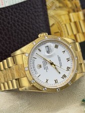 Rolex Day Date 36mm 18308 Rare Bark 1998 Box & Paper White Roman Factory Diamond