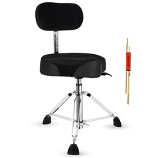 5Core Drum Throne w Backrest 4" Padded Stool Airlift Adjustable 441Lb Capacity