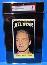 1964-65 Topps Tall Boys All-Star Card #107, BOBBY HULL Chicago Black Hawks KSA 3