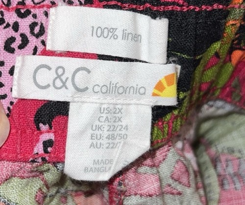 C & C California Leinen Damen Übergröße 2X XXL Hose Tropical weites Bein Capri - Bild 4 von 4