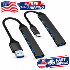 USB 3.0 Hub 4-Port Adapter Charger Data SLIM Super Speed PC Mac Laptop Desktop