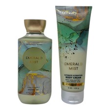 Bath Body Works Emerald Mist Shower Gel 10 oz  Body Cream 8 oz Set